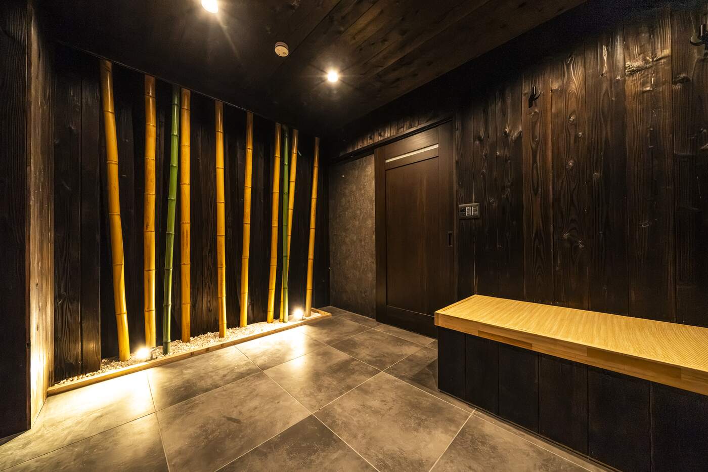 Bamboo and stone chill space